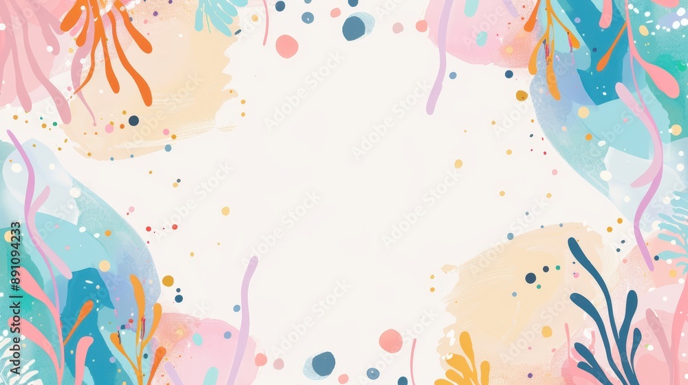 Abstract botanical background with pastel leaves and plants on a soft, light backdrop. Elegant and whimsical design suitable for invitations or decor. Abstract botanical background with pastel leaves and plants on a soft, light backdrop. Elegant and whimsical design suitable for invitations or decor.