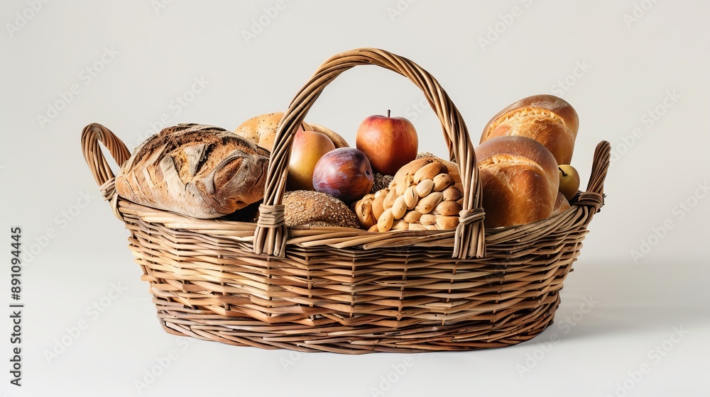 Wooden basket for fruits and bread, empty on white backdrop. Wooden basket for fruits and bread, empty on white backdrop.