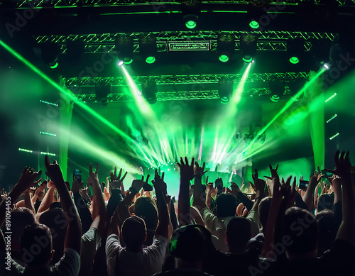 Wallpaper Mural Fotografía en concierto lleno de personas con luces de color verde Torontodigital.ca