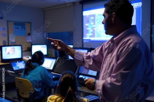 Innovative Educator Using Technology to Elevate Learning Experience in Modern High-Tech Classroom