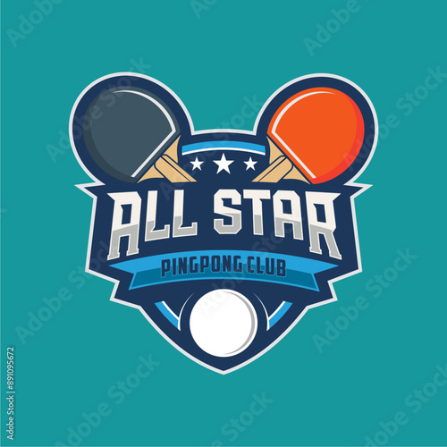 Table tennis badge emblem logo. Sports label vector illustration image description