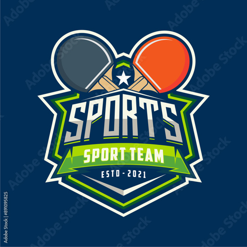 Table tennis badge emblem logo. Sports label vector illustration image description
