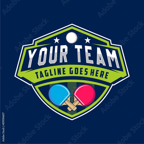 Table tennis badge emblem logo. Sports label vector illustration image description