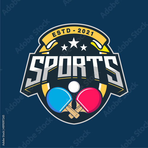 Table tennis badge emblem logo. Sports label vector illustration image description