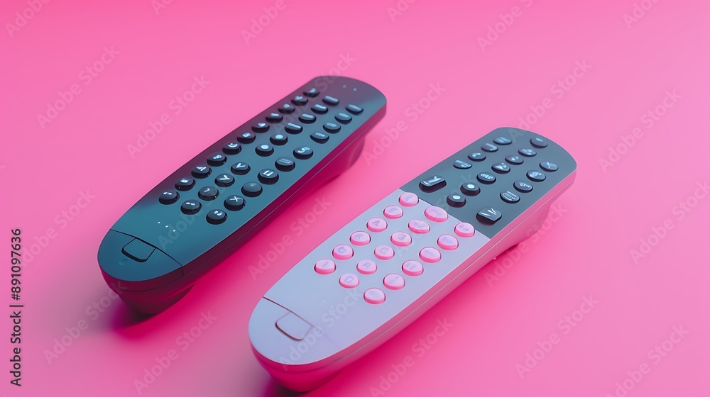 Remote controls on pink background Remote controls on pink background