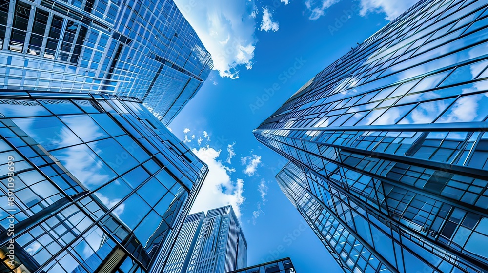 Naklejka premium Modern building in the city with blue sky 