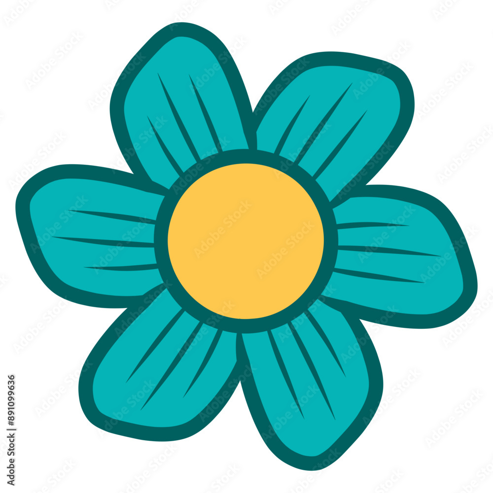 green blue flower blossom illustration
