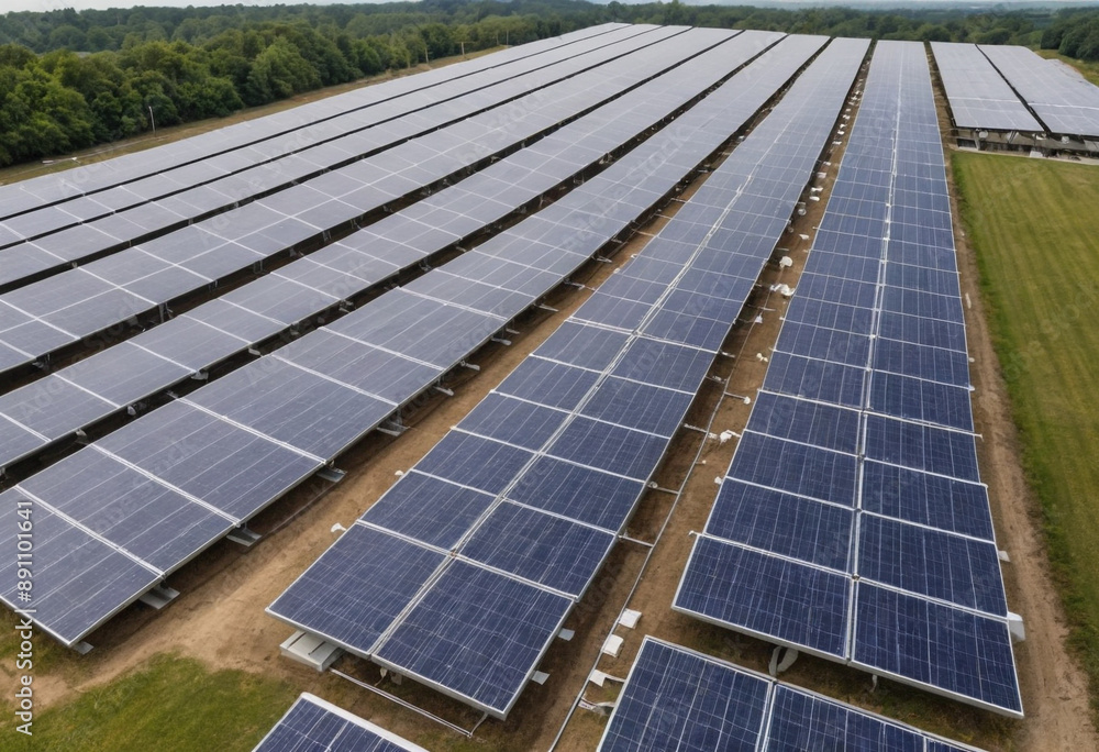 Obraz premium Solar panel array generating clean energy.