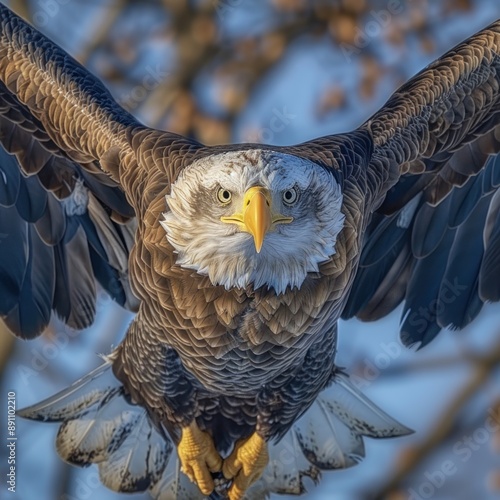 A majestic eagle soared high in the sky By Generated