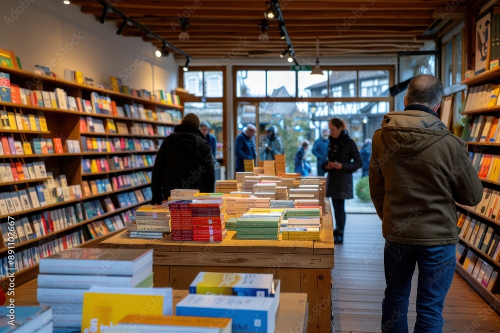 People Browsing Books in Cozy Bookstore People Browsing Books in Cozy Bookstore