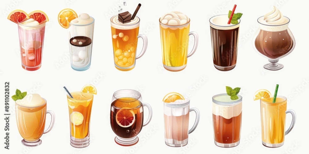 Various drinks and beverages Various drinks and beverages