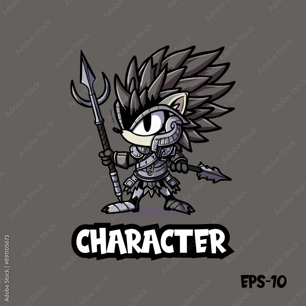 Fototapeta premium Cat warrior, logo, vector, illustration, eps 10, mascot, character, cute