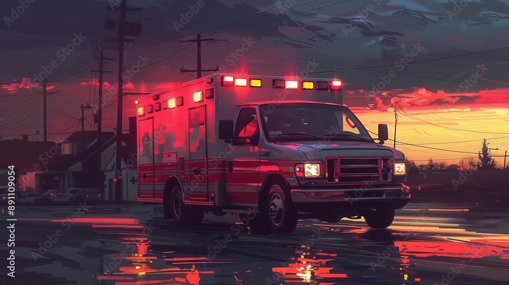 An ambulance transporting a patient An ambulance transporting a patient