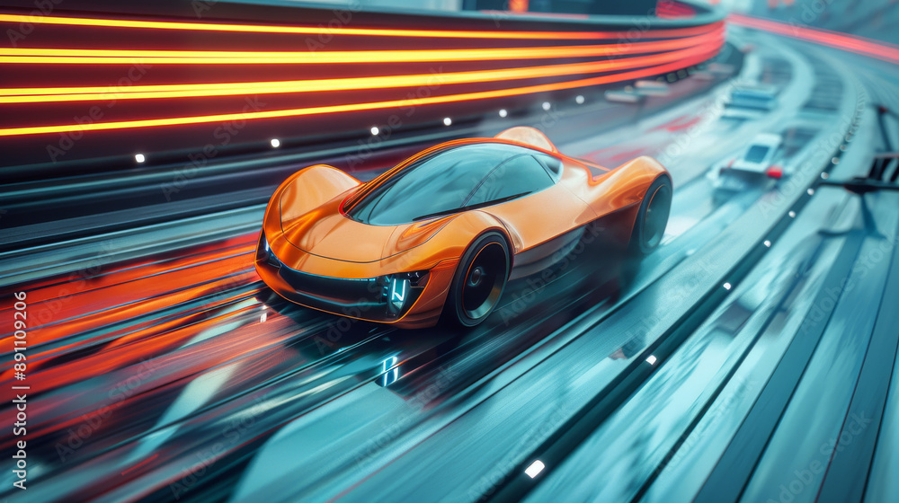 Future smart cars driving on the road Future smart cars driving on the road