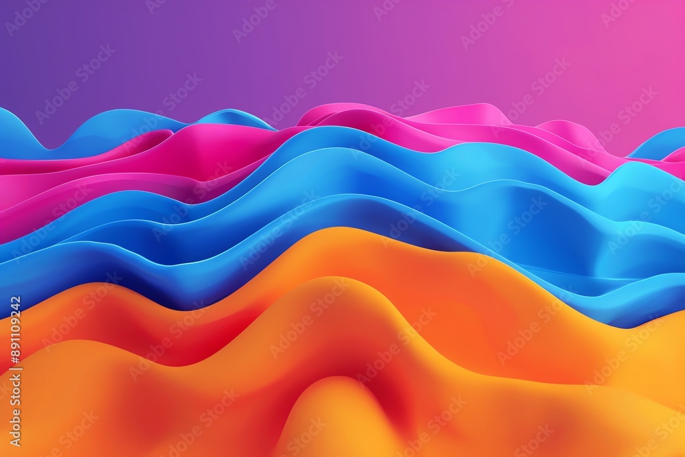Fototapeta premium Abstract 3D soundwave landscape with vibrant colors, 3D background music, dynamic and unique