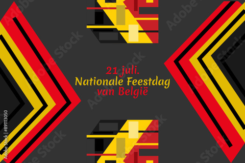 Translate: July 21, National Day of Belgium.  National Day Belgium (Nationale Feestdag van Belgi) Vector Illustration. Suitable for greeting card, poster and banner. photo