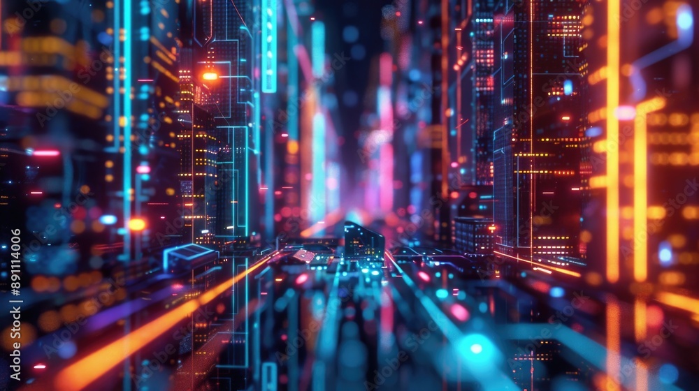 Obraz premium Futuristic City Night