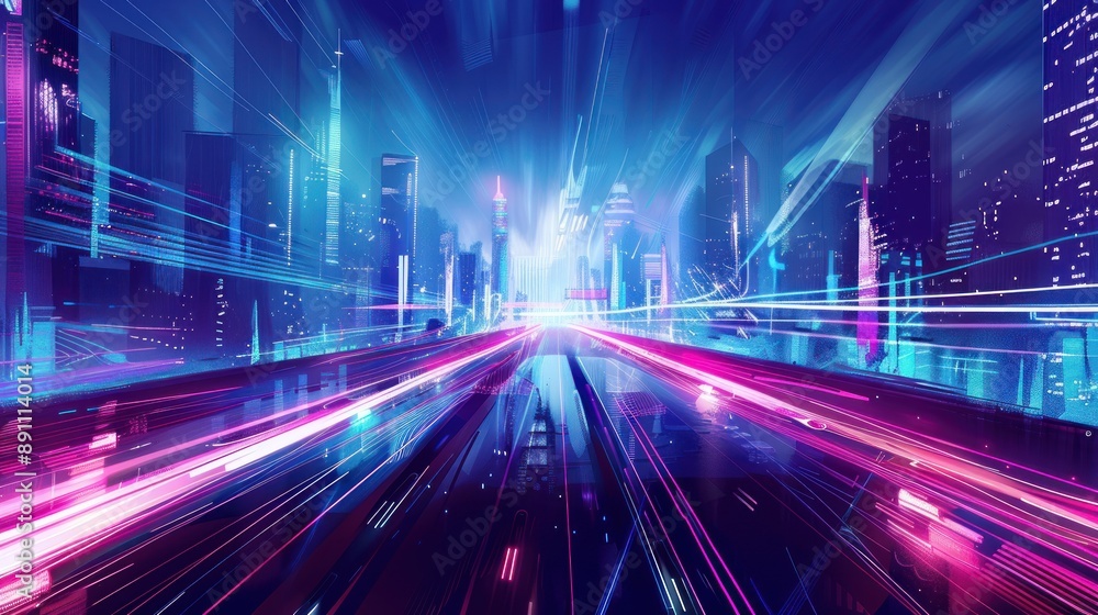Neon Cityscape with Dynamic Lights Neon Cityscape with Dynamic Lights