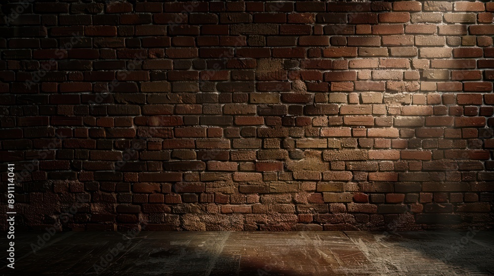 Brick Wall with Light Beam and Wooden Floor Brick Wall with Light Beam and Wooden Floor