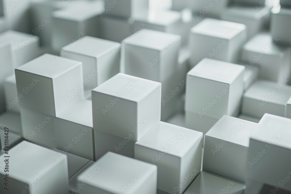 White Cubes on Table White Cubes on Table