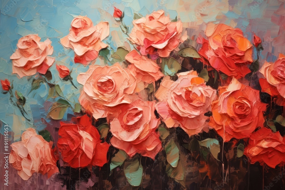 Roses painting art flower. Roses painting art flower.