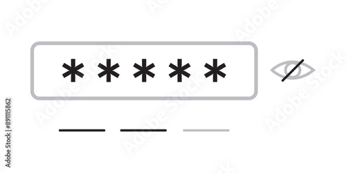 Login password weak strong account registration. Login password form app vector website