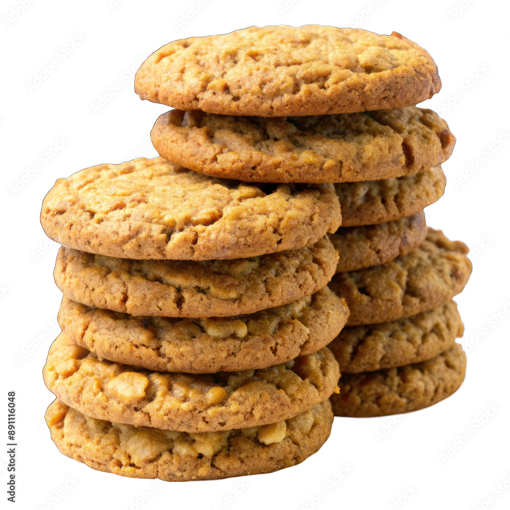 Stack of oatmeal cookies isolated on transparent background Stack of oatmeal cookies isolated on transparent background