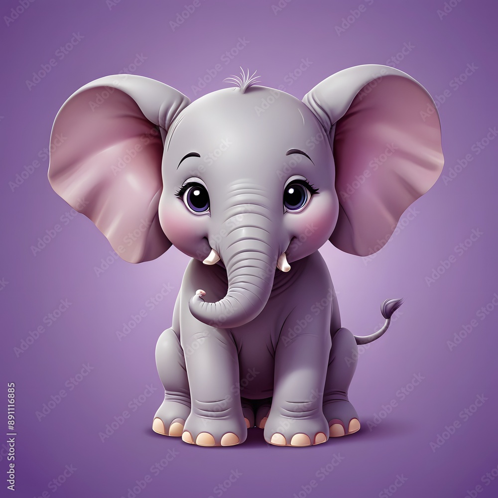 Fototapeta premium Cute Baby Elephant Illustration