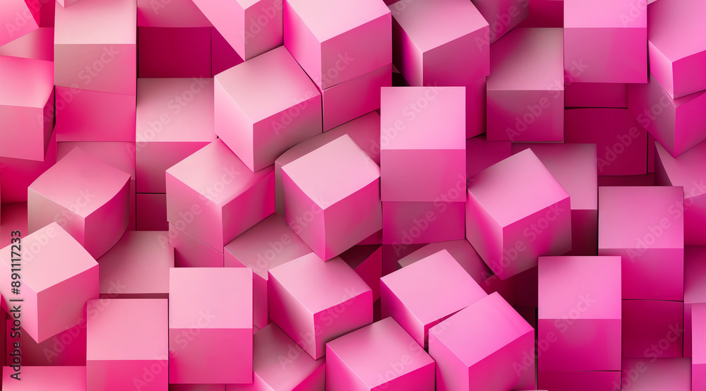 A seamless pattern of pastel pink cubes, each cube is the same size and shape A seamless pattern of pastel pink cubes, each cube is the same size and shape