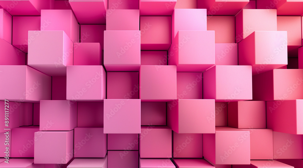 A seamless pattern of pastel pink cubes, each cube is the same size and shape A seamless pattern of pastel pink cubes, each cube is the same size and shape