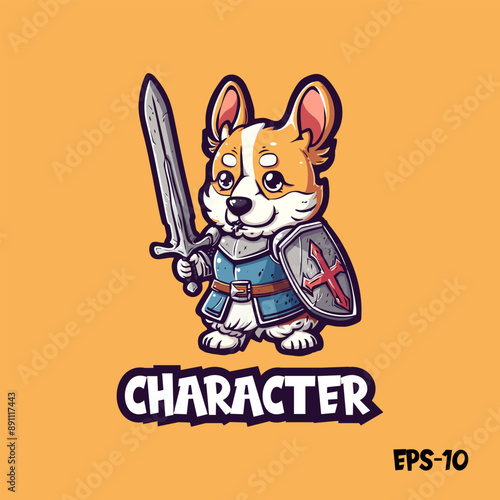 Warrior dog, logo, vector, illustration, eps 10, mascot, character, cute