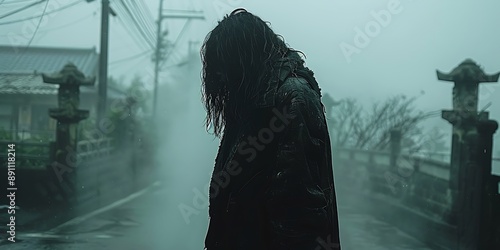 Wallpaper Mural Zombie woman walking in the street with foggy and foggy Torontodigital.ca