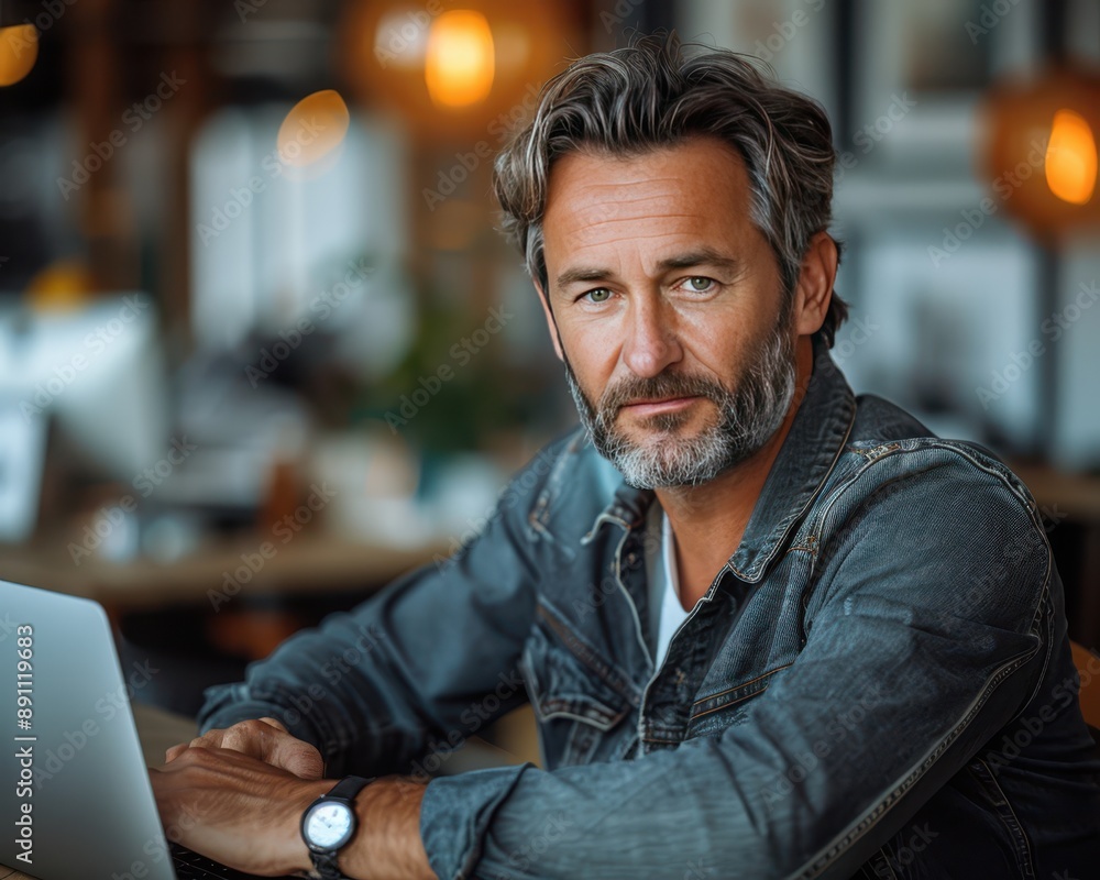 Confident Business Professional Sitting at Desk Typing on Laptop in Professional Office Space Confident Business Professional Sitting at Desk Typing on Laptop in Professional Office Space