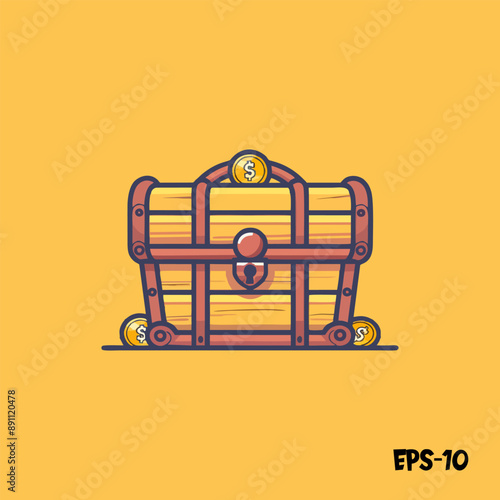 A box of treasure, logo, vector, illustration, eps 10, mascot, character, cute