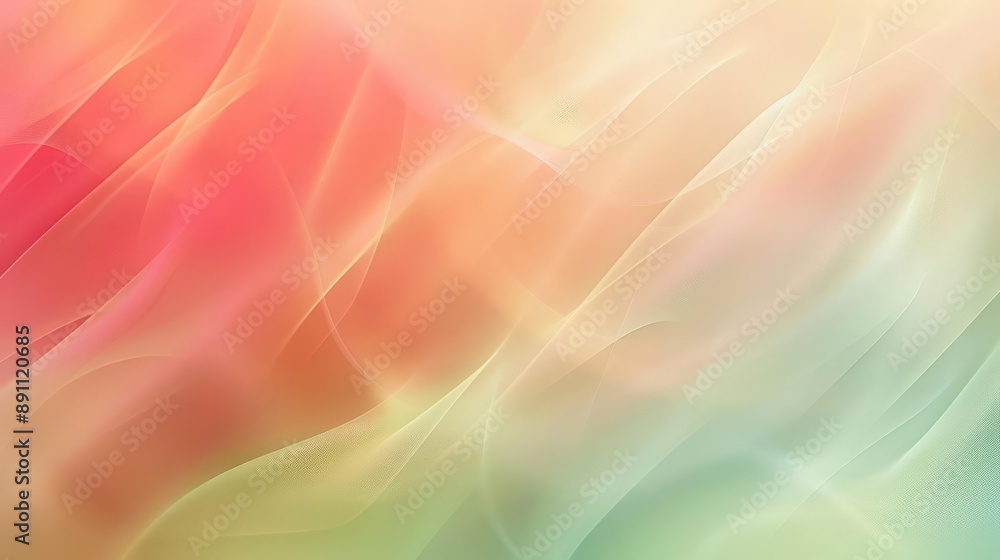 Obraz premium Abstract background with soft, flowing pastel colors in pink, yellow, and green. Ideal for website design, social media, or print.