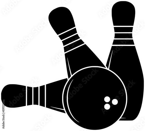 bowling illustration ball silhouette strike logo sport icon game outline pin hobby competition hit bowl play equipment score lane shape win spare speed for vector graphic background