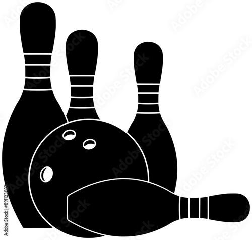 bowling illustration ball silhouette strike logo sport icon game outline pin hobby competition hit bowl play equipment score lane shape win spare speed for vector graphic background