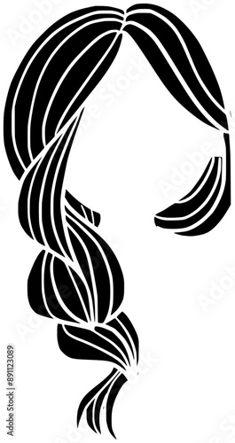 wavy illustration fashion silhouette hairstyle logo hair icon wig outline curly long beauty hairdresser braid woman girl female healthy shape haircut plait style for vector graphic background