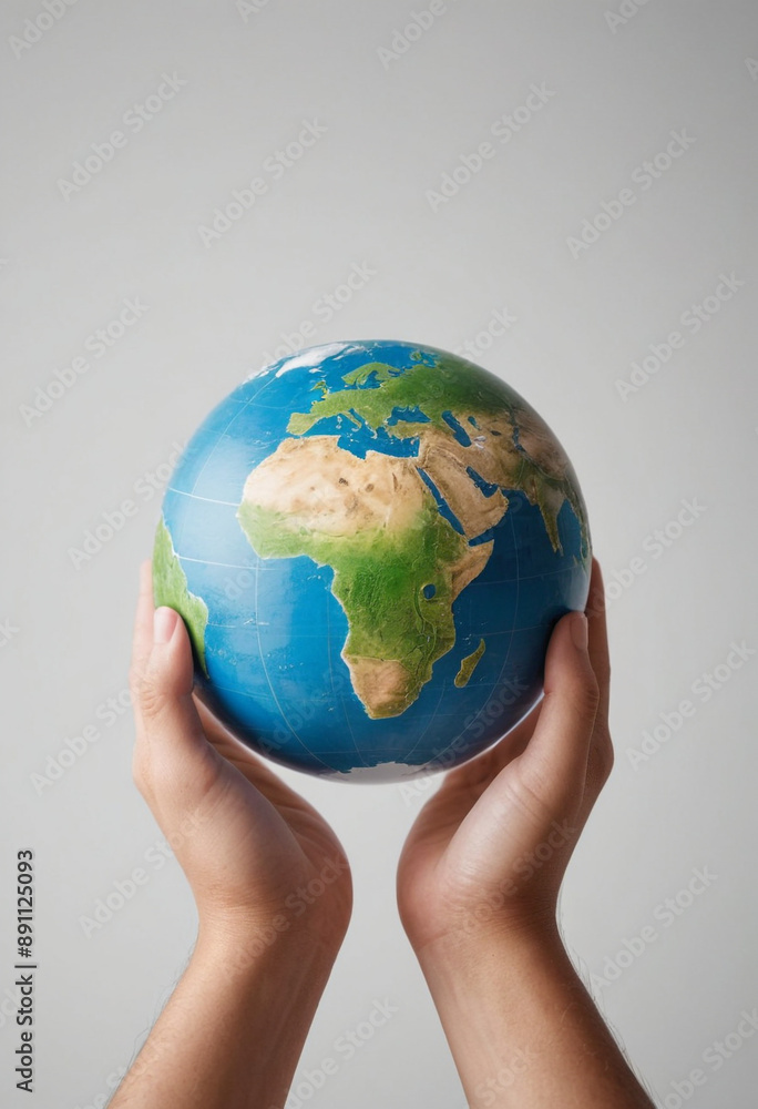 Hand holding a globe (global environmental responsibility). Hand holding a globe (global environmental responsibility).