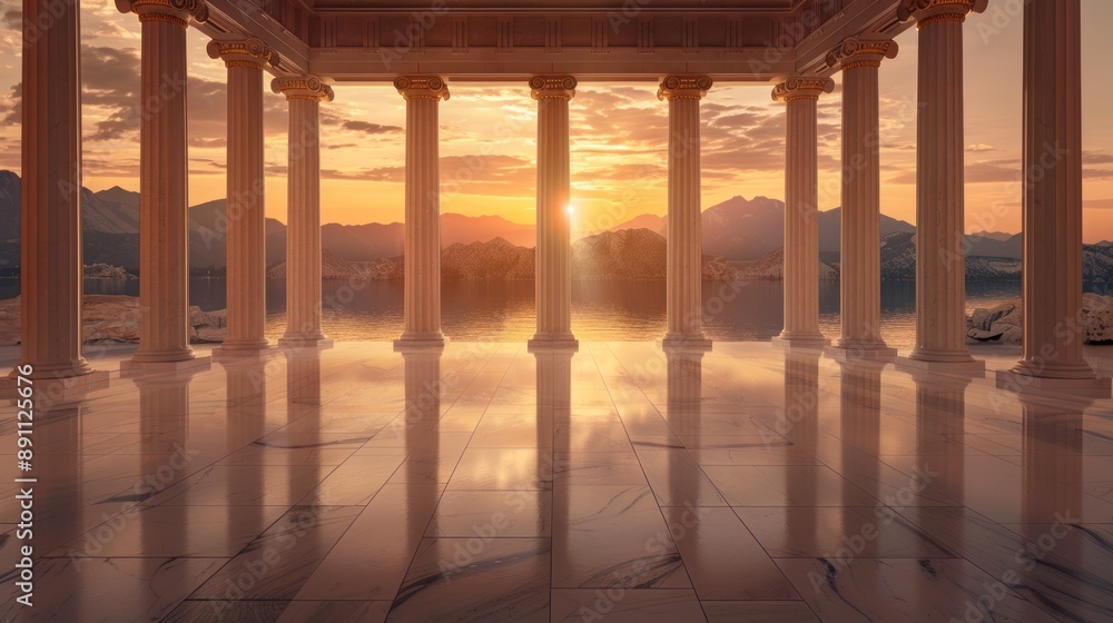 Fototapeta premium Ancient Temple with Sunset View