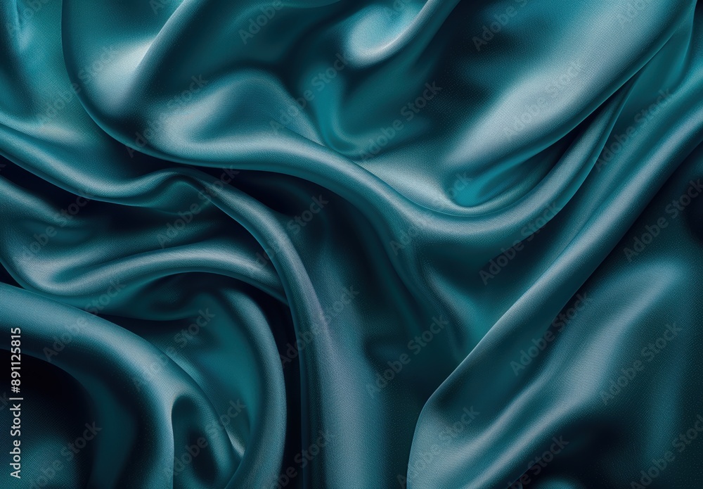 Flowing teal satin fabric Flowing teal satin fabric