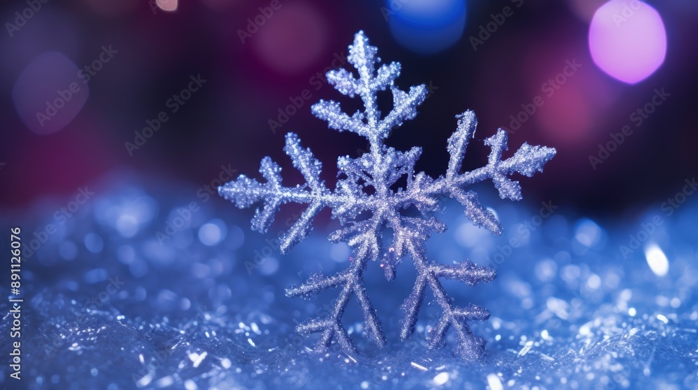 Sparkling snowflake on winter background Sparkling snowflake on winter background