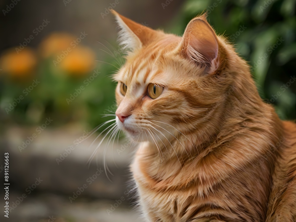 orange cat with blur background, orange cat is sitting and looking orange cat with blur background, orange cat is sitting and looking