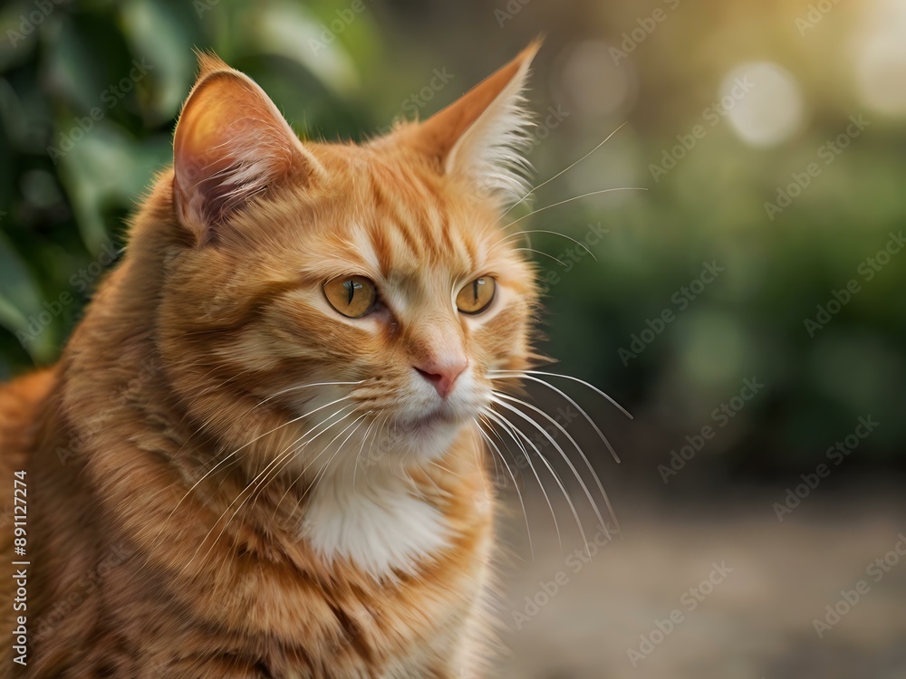 orange cat with blur background, orange cat is sitting and looking orange cat with blur background, orange cat is sitting and looking
