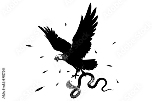 eagle and snake fight vector ...