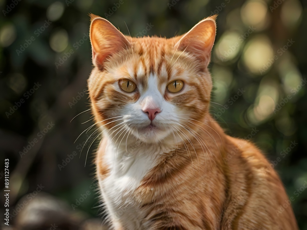 orange cat with blur background, orange cat is sitting and looking orange cat with blur background, orange cat is sitting and looking