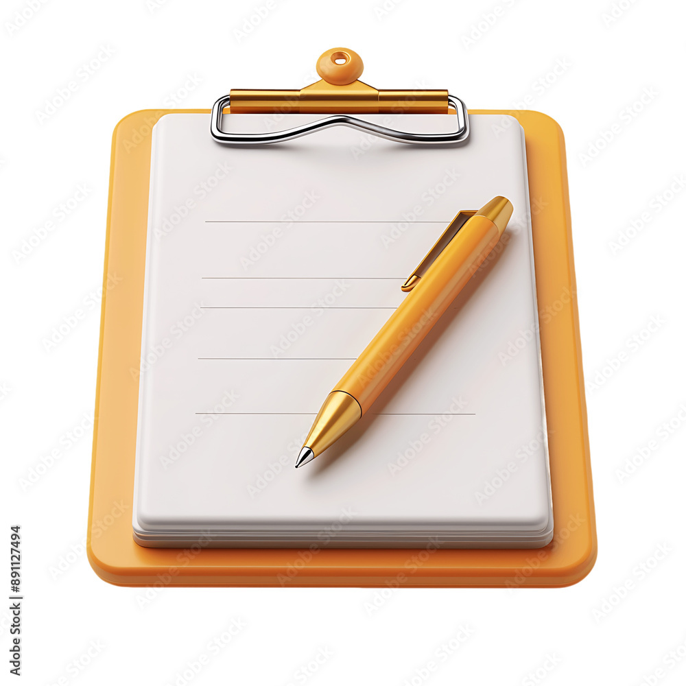 Business Clipboard 3D Icon Isolated on White Background Business Clipboard 3D Icon Isolated on White Background
