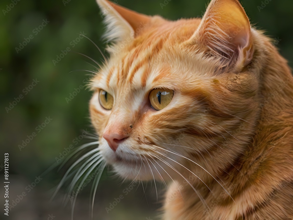 orange cat with blur background, orange cat is sitting and looking orange cat with blur background, orange cat is sitting and looking