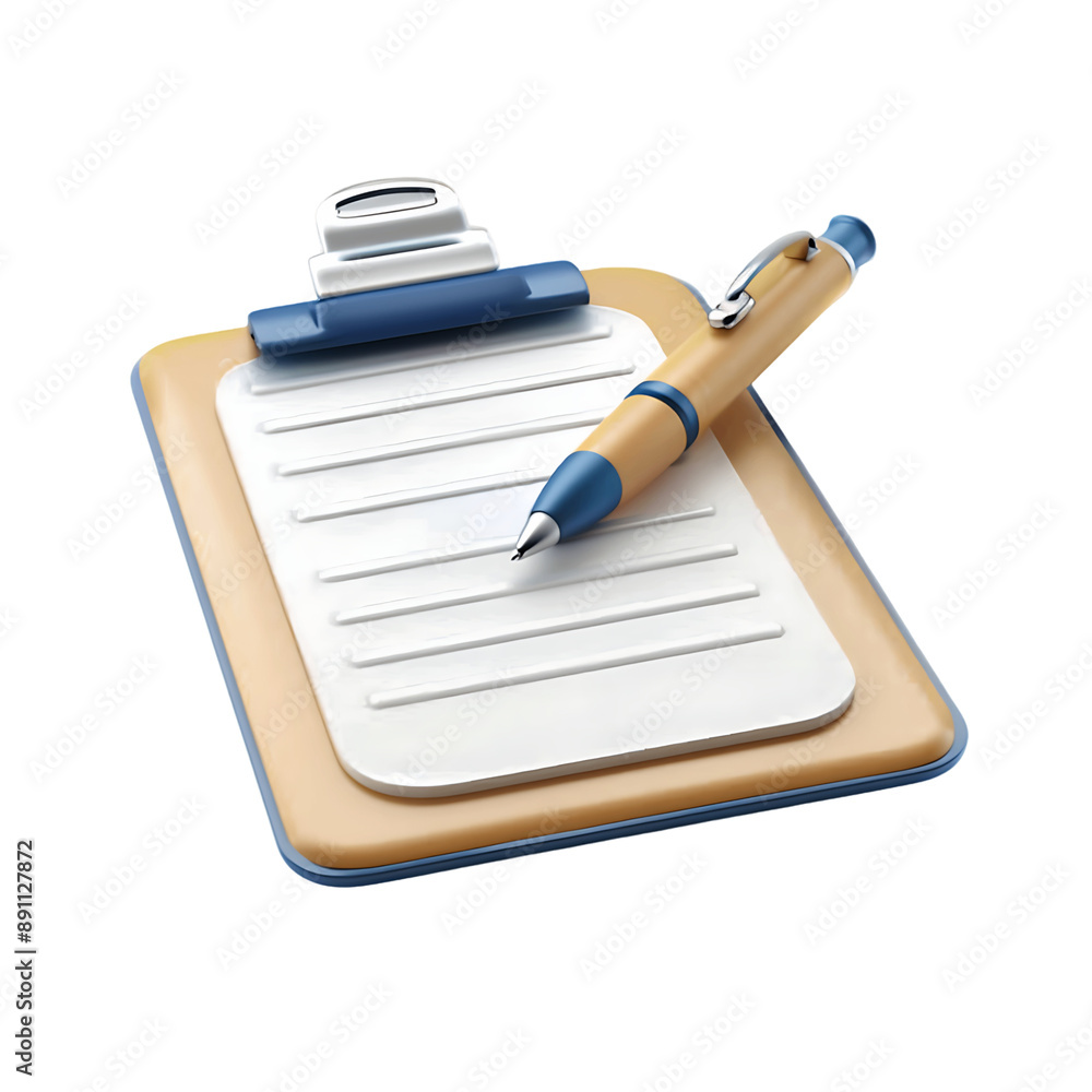 Naklejka premium 3D Clipboard Icon Isolated on White Background for Business Use