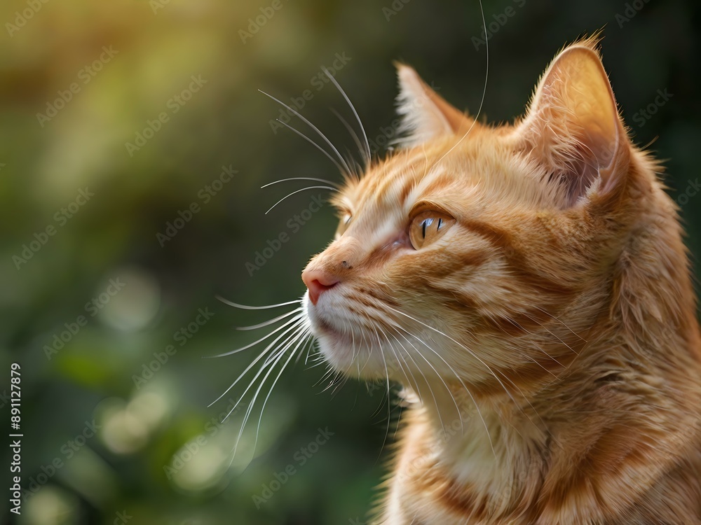 orange cat with blur background, orange cat is sitting and looking orange cat with blur background, orange cat is sitting and looking